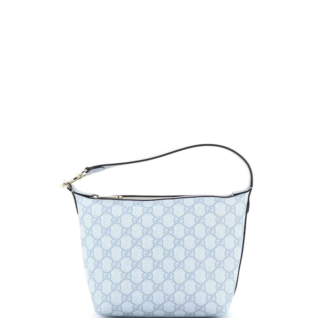 Gucci Ophidia Zip Shoulder Bag GG Coated Canvas: Stand the Ophidia on a flat surface and the design logic shows itself - the boxy silhouette finished with the green-red-green Web stripe Aldo Gucci first stitched onto saddlery in the 1950s. It is fin