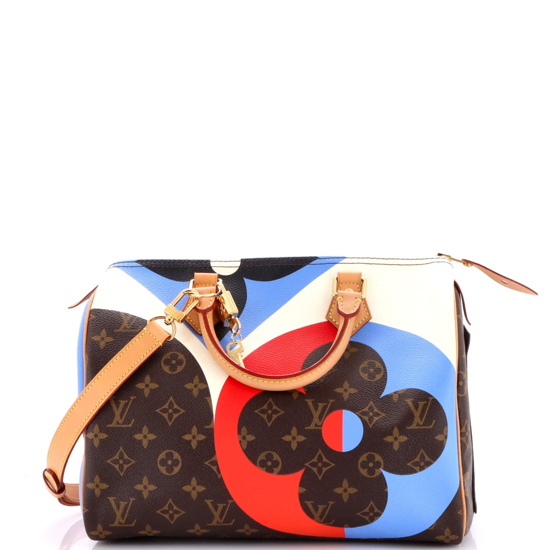 Louis Vuitton Speedy Bandouliere Bag Limited Edition Game On Monogram Canvas: The Speedy arrives here in the form the line is known for: the rolled top handles, the curved silhouette and the front-and-back symmetry that have made it the most copied bag in handbag history. The p