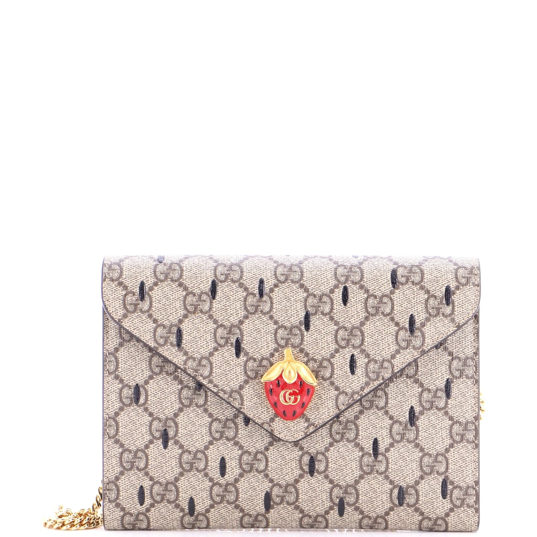 Gucci Strawberry Wallet on Chain Printed GG Coated Canvas (1 of 6)