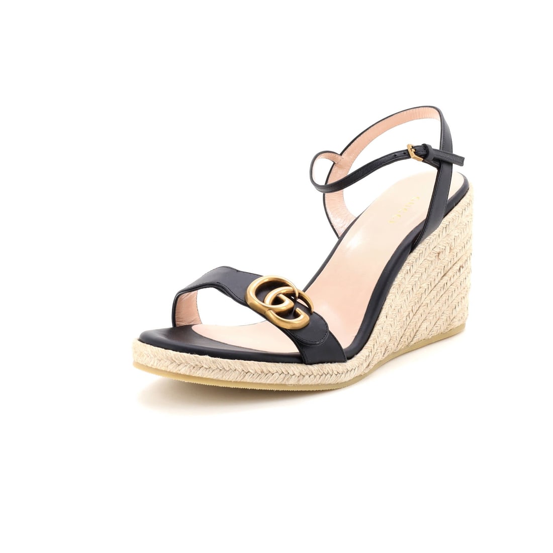 Gucci Women's GG Marmont Wedge Espadrille Sandals Leather (1 of 5)