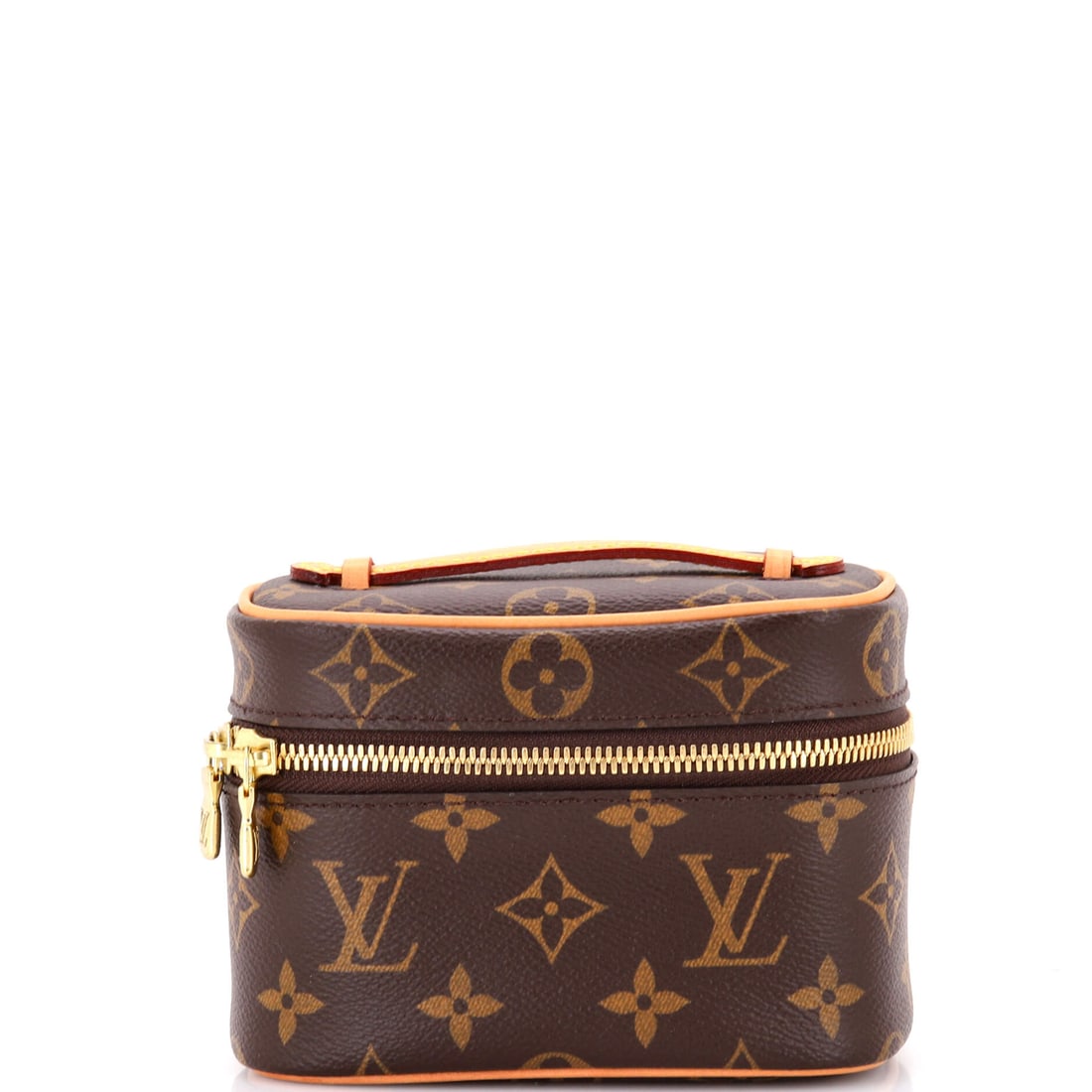 Louis Vuitton Nice Vanity Case Monogram Canvas: Stand the Vanity on a flat surface and the design logic shows itself - the boxy, lipped-top silhouette descended from Vuitton's nineteenth-century travel vanity cases. It is rendered in Monogram canva