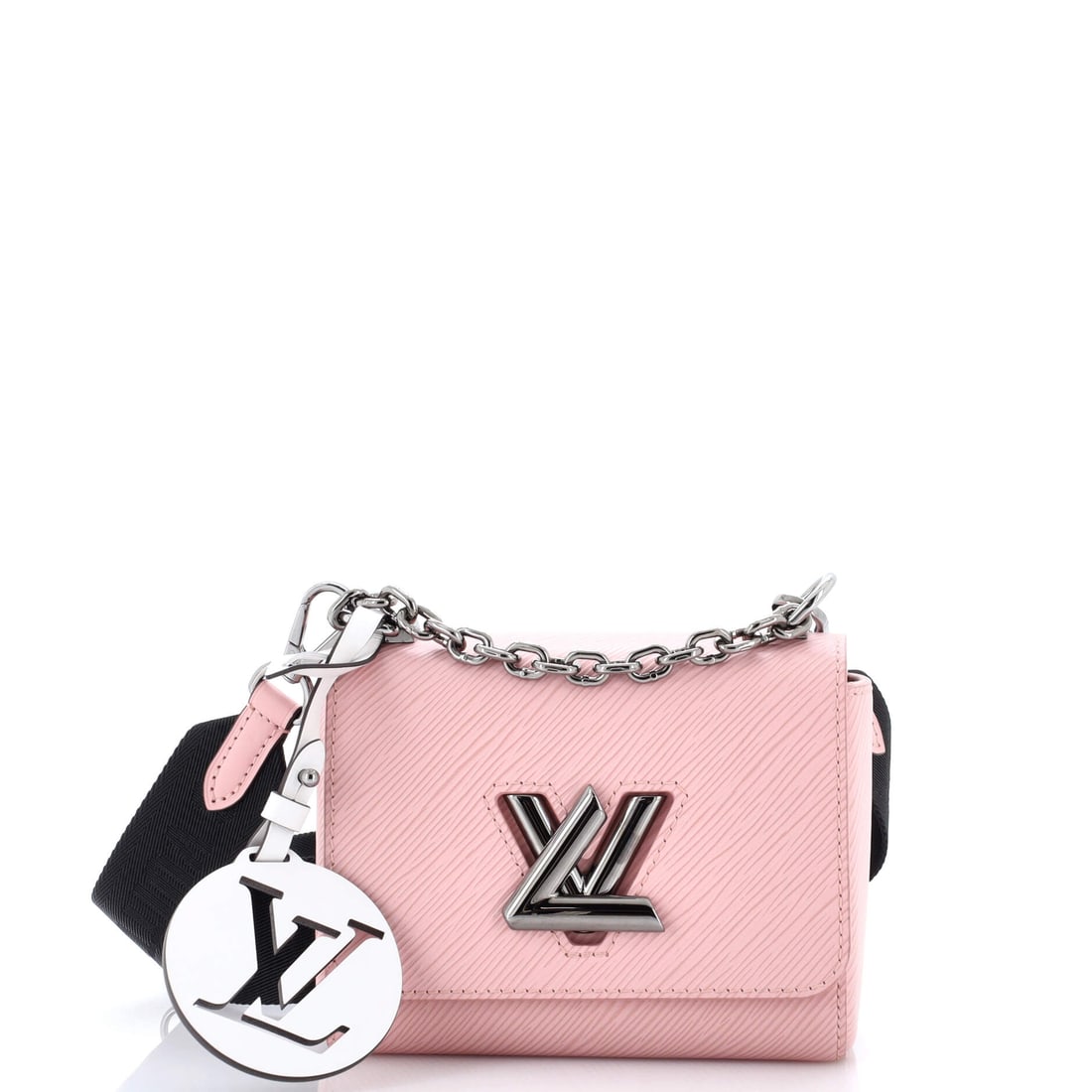 Louis Vuitton Sporty Twist Handbag Epi Leather with Logo Jacquard Strap: Picked up once, the Twist explains why the line has been kept in production this long: the shoulder-strap accessory, drawn to the working hardware and material vocabulary the Louis Vuitton Twist line 