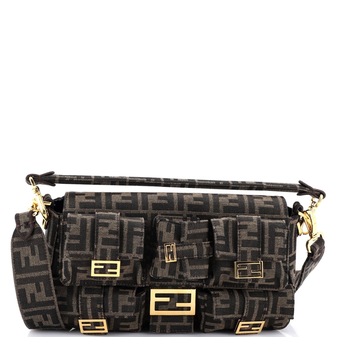 Fendi Multipocket Baguette Bag Zucca Canvas: Set against its lineage, this Fendi Baguette reads as a measured example of the line, built around the slim under-arm silhouette Silvia Venturini Fendi designed in 1997 to read as elegantly as a Frenc