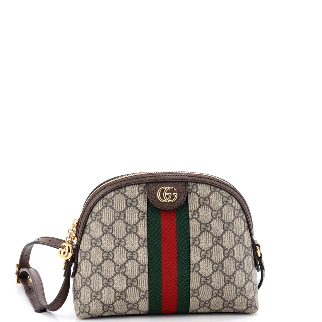 Gucci Ophidia Dome Shoulder Bag GG Coated Canvas: There is a reason the Ophidia keeps returning to the conversation, and this Gucci example is part of it: the boxy silhouette finished with the green-red-green Web stripe Aldo Gucci first stitched onto