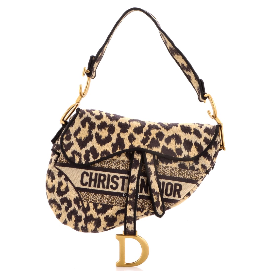 Christian Dior Saddle Handbag Mizza Embroidered Canvas: What anchors this Christian Dior Saddle is precisely what anchors the line: the asymmetric, stirrup-clasp silhouette John Galliano drew up for Dior in 1999. Worked in embroidered canvas (the Dior