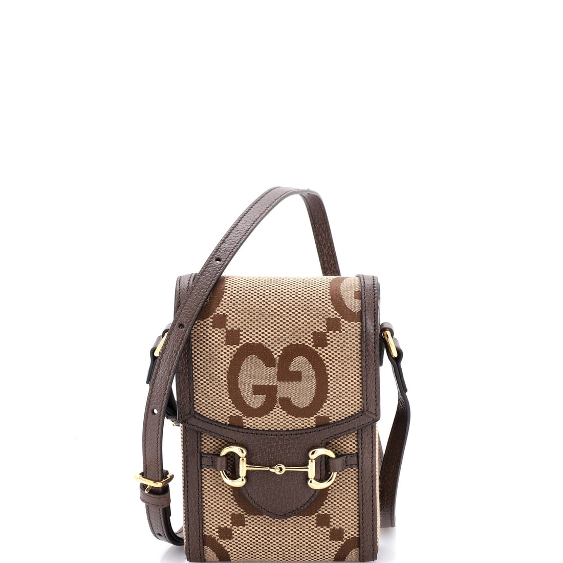 Gucci Horsebit 1955 Crossbody Bag Jumbo GG Canvas: Among Gucci's working silhouettes, the Horsebit is the one collectors return to first - the form that anchors the line within the Gucci archive. The finish is GG canvas - the coated cotton jacquard th