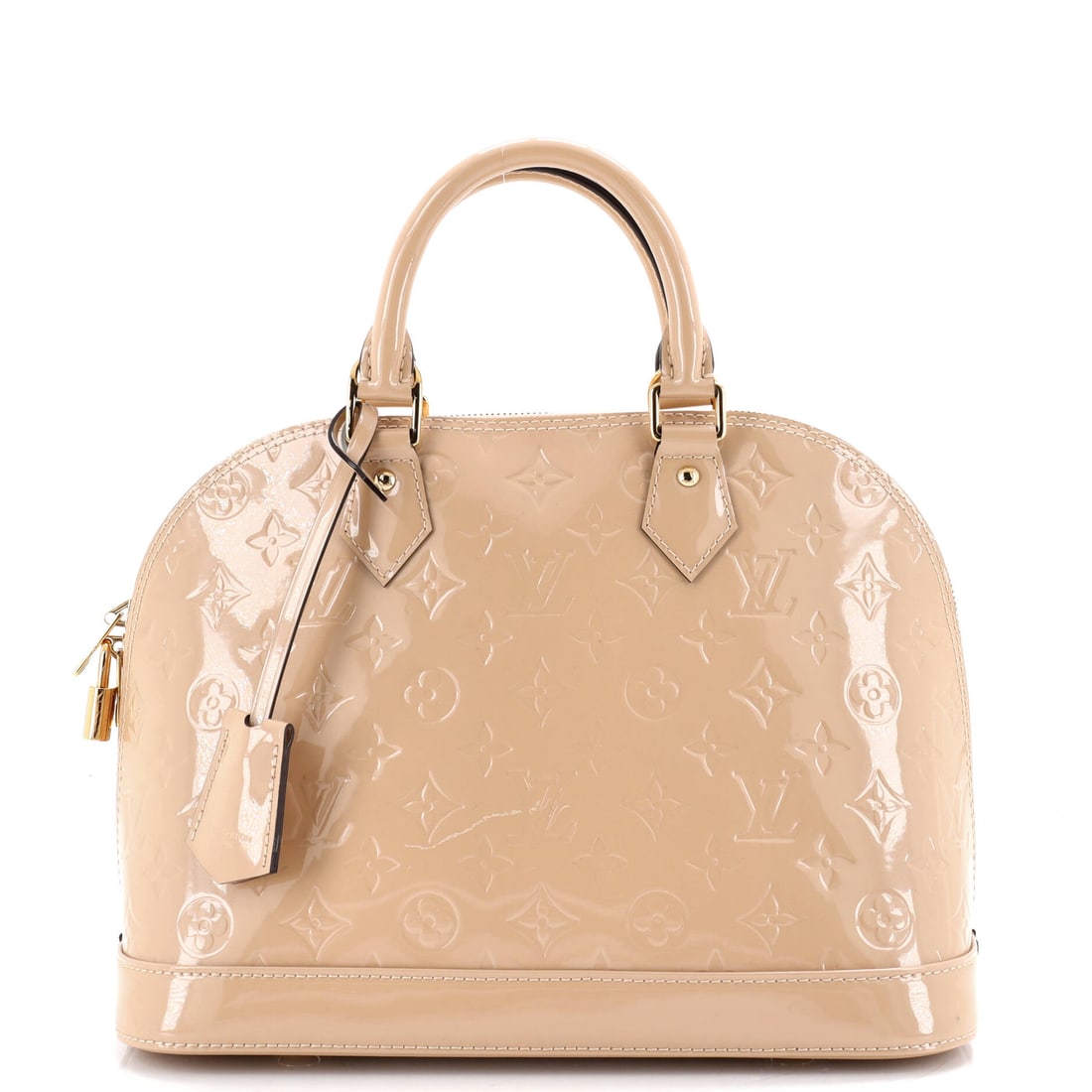 Louis Vuitton Alma Handbag Monogram Vernis: There is a reason the Alma keeps returning to the conversation, and this Louis Vuitton example is part of it: the structured, dome-topped silhouette Gaston-Louis Vuitton drew up for Coco Chanel in