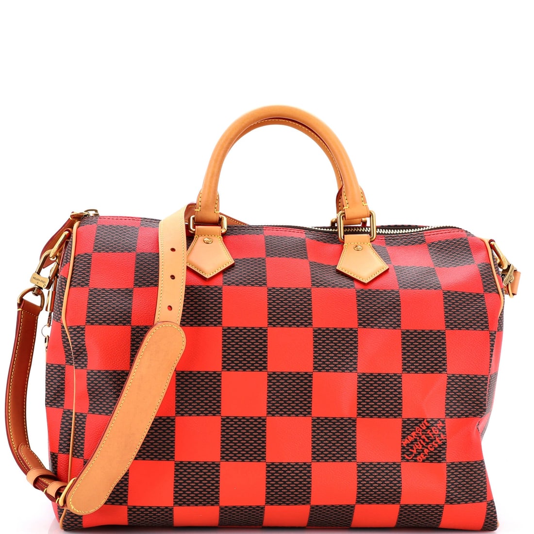 Louis Vuitton Speedy Bandouliere Bag Damier Pop: Open the Speedy once and the line announces itself: the rolled top handles, the curved silhouette and the front-and-back symmetry that have made it the most copied bag in handbag history. The finish