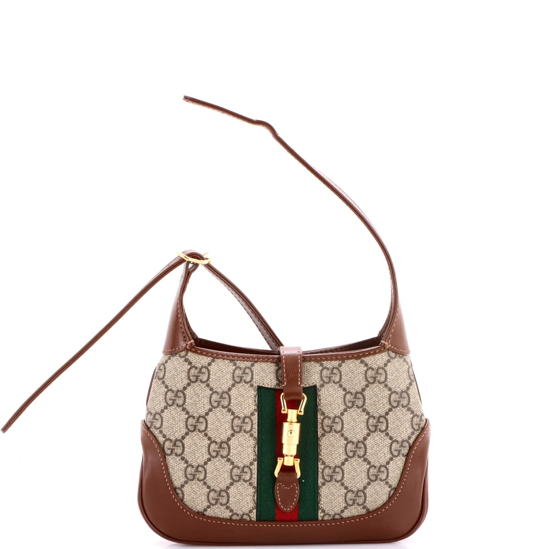 Gucci Jackie 1961 Hobo GG Coated Canvas: This is the Jackie as the line is meant to read - the hobo silhouette with the piston-clasp closure that Jackie Onassis carried often enough to be renamed in her honour, in the proportions Gucci has h