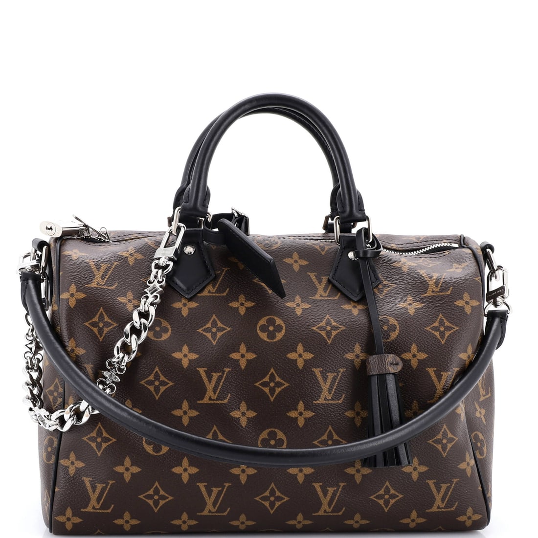 Louis Vuitton Dark Speedy Soft Bandouliere Bag Monogram Canvas: Among Louis Vuitton's working silhouettes, the Speedy is the one collectors return to first - the rolled top handles, the curved silhouette and the front-and-back symmetry that have made it the most c