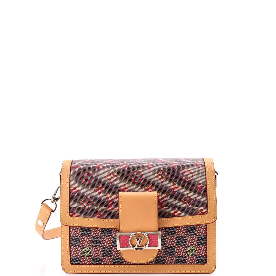 Louis Vuitton Dauphine Shoulder Bag Damier Monogram LV Pop Canvas: Set against its lineage, this Louis Vuitton Dauphine reads as a measured example of the line, built around the archive-flap silhouette Nicolas Ghesquiere pulled out of the Vuitton archives in 2019, wi