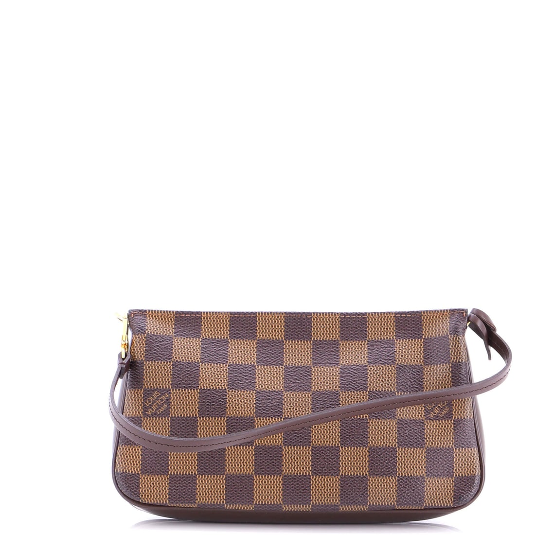 Louis Vuitton Navona Pochette Accessoires Damier: Open the Pochette once and the line announces itself: the slim, flat clutch profile sized to read as deliberate rather than decorative. Worked in Damier - Vuitton's checkerboard canvas first introduce
