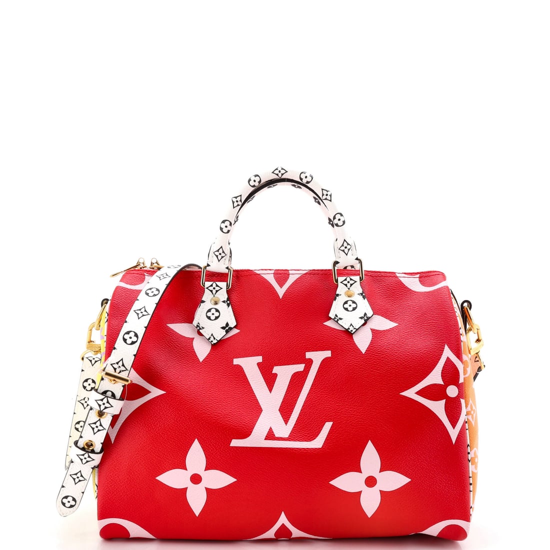 Louis Vuitton Speedy Bandouliere Bag Limited Edition Colored Monogram Giant: Read this Speedy against its lineage and the design choices line up exactly: the rolled top handles, the curved silhouette and the front-and-back symmetry that have made it the most copied bag in hand