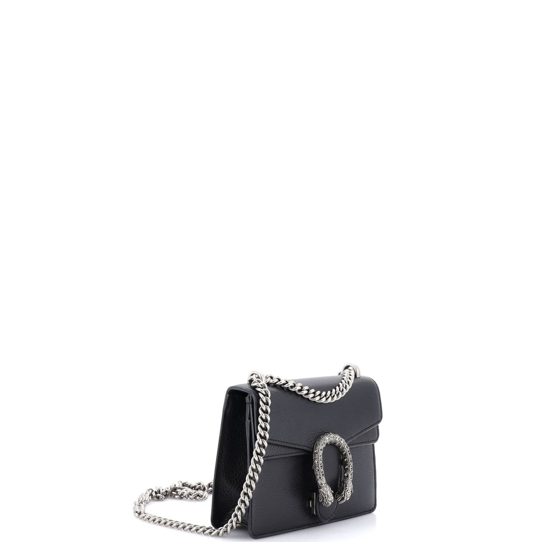 Gucci Dionysus Bag Leather: Gucci's Dionysus arrives in the architecture that made the line known: the flap silhouette closed by the tiger-head clasp Alessandro Michele drew from the myth of Dionysus. Sized with a compact 6 by 8