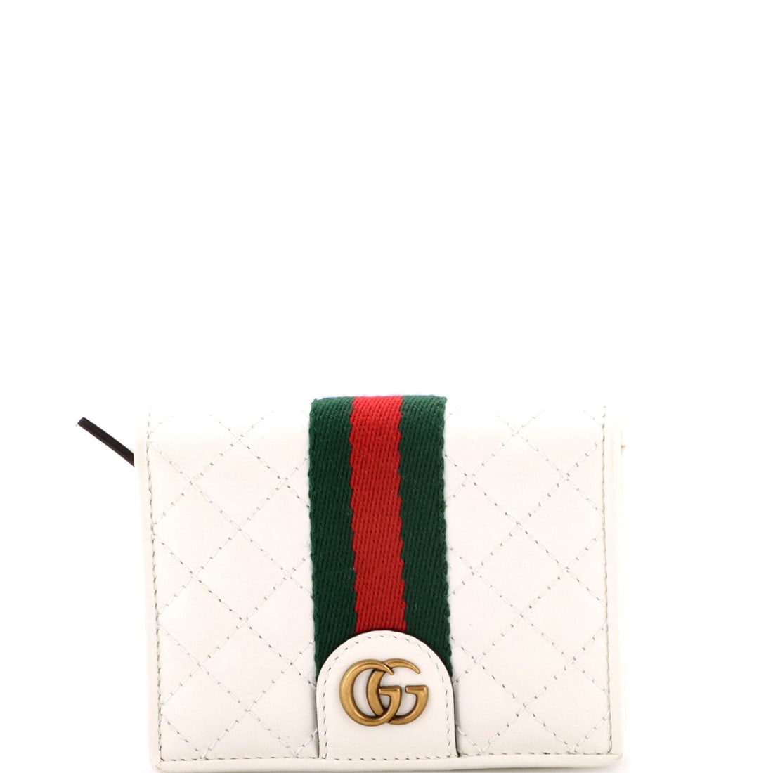 Gucci Ophidia Card Case Wallet Quilted Leather: Open the Ophidia once and the line announces itself: the boxy silhouette finished with the green-red-green Web stripe Aldo Gucci first stitched onto saddlery in the 1950s. Its 3.5 by 4.5 by 1 inch foo