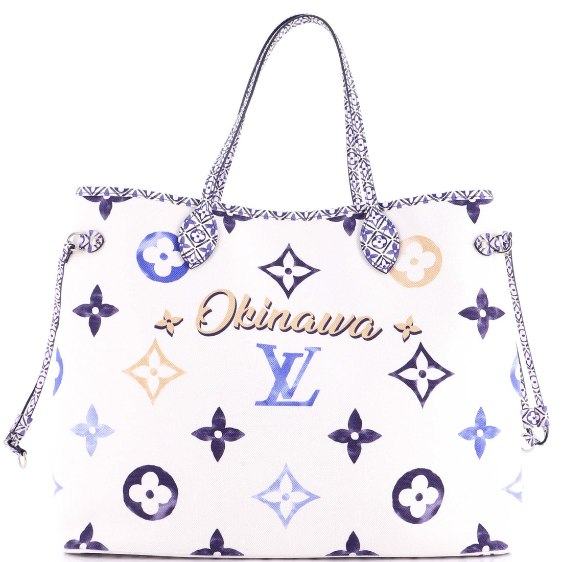 Louis Vuitton Neverfull NM Tote Limited Edition Cities By The Pool Monogram Watercolor Giant: Picked up once, the Neverfull explains why the line has been kept in production this long: the flat shoulder straps, the cinched side ties and the open-tote architecture that gave the line its name.