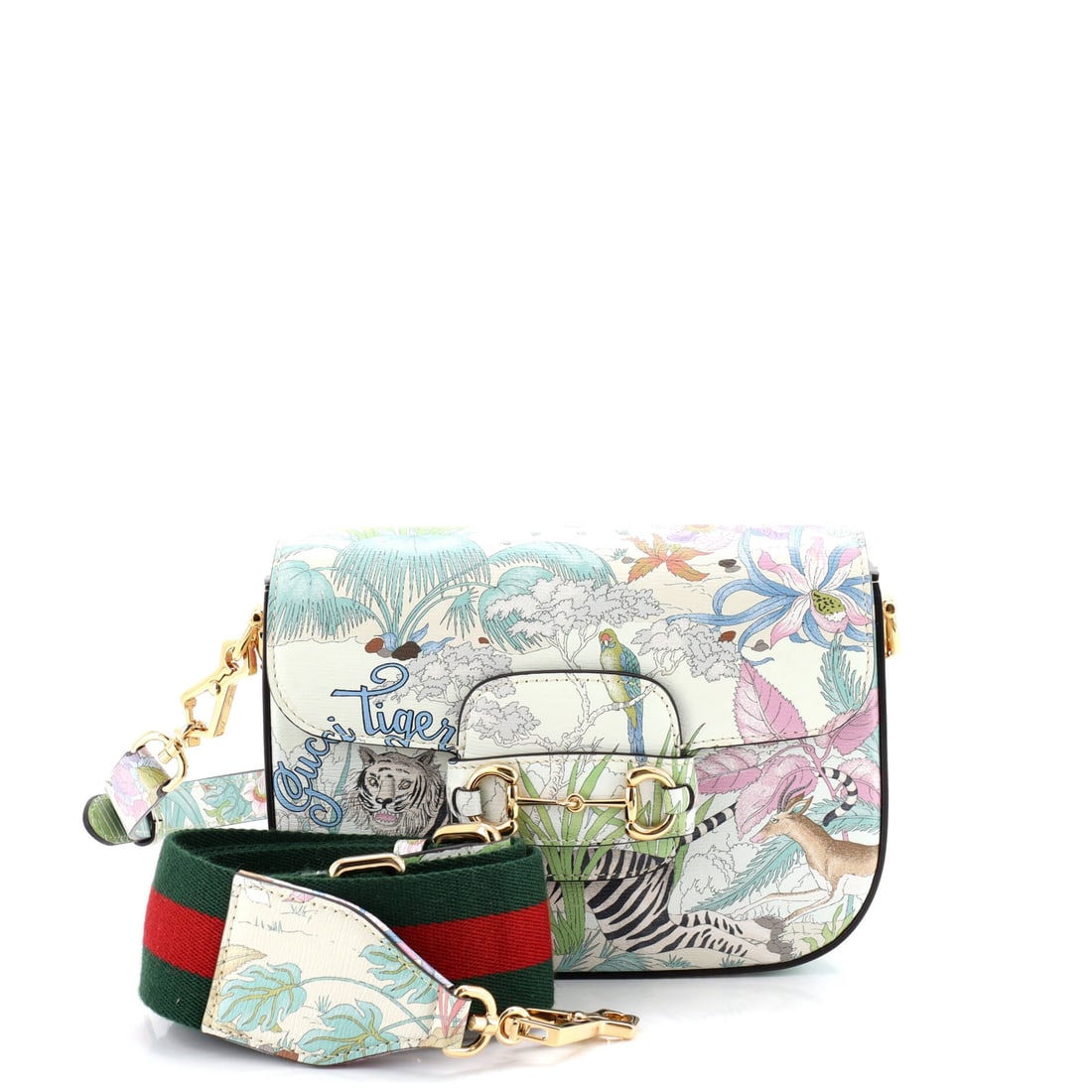 Gucci Horsebit 1955 Shoulder Bag Printed Leather: Picked up once, the Horsebit explains why the line has been kept in production this long: the working silhouette the line is named for. At 6 by 8 by 2 inch, the silhouette reads as compact without