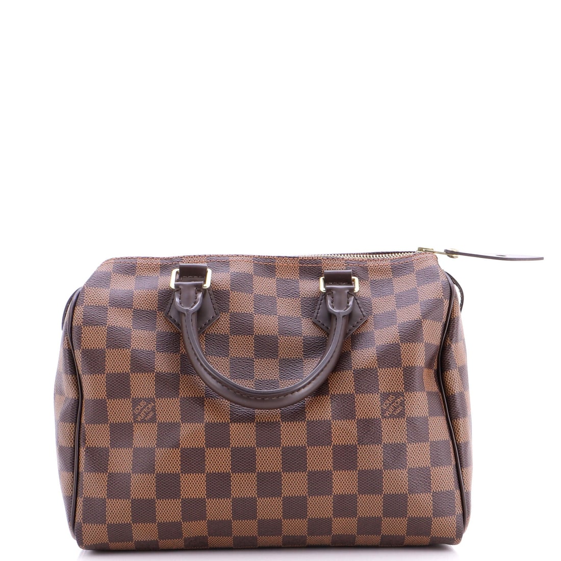 Louis Vuitton Speedy Handbag Damier: This is the Speedy as the line is meant to read - the rolled top handles, the curved silhouette and the front-and-back symmetry that have made it the most copied bag in handbag history, in the proport