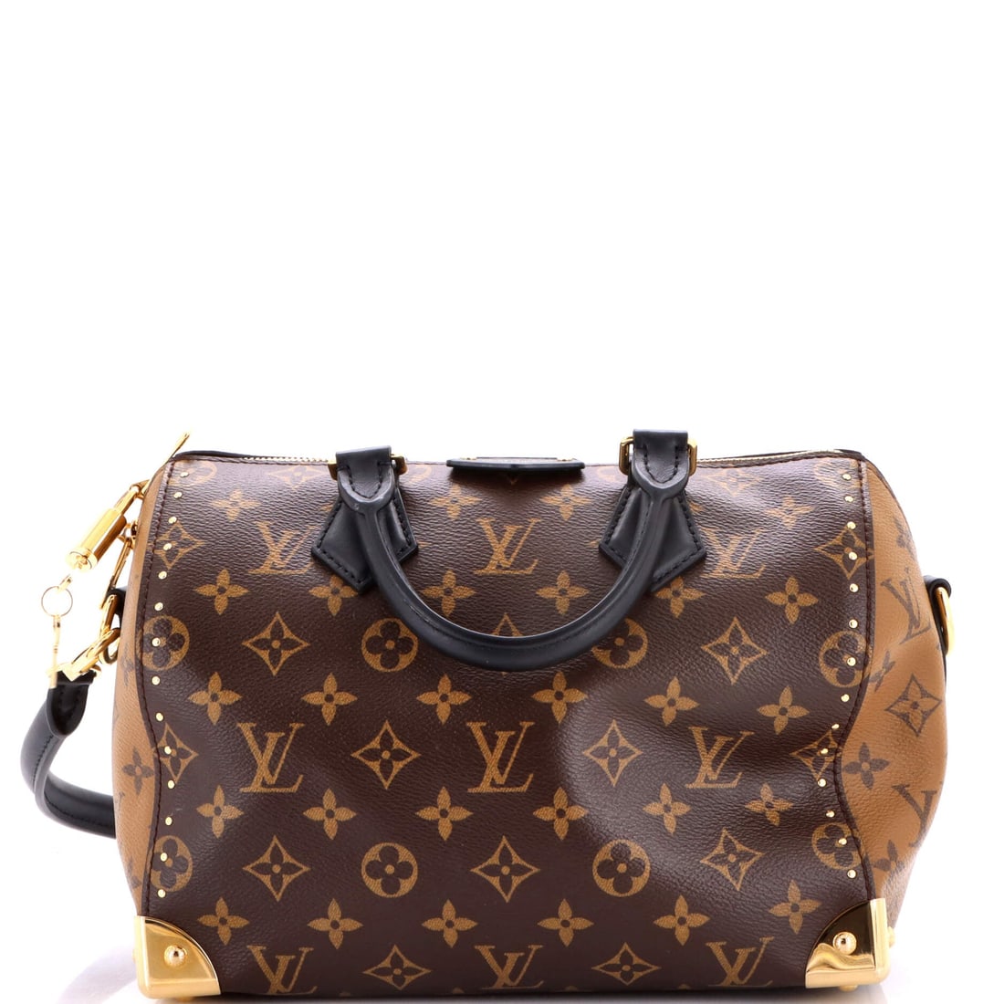 Louis Vuitton Speedy Trunk Bag Reverse Monogram Canvas: There is a reason the Speedy keeps returning to the conversation, and this Louis Vuitton example is part of it: the rolled top handles, the curved silhouette and the front-and-back symmetry that have 