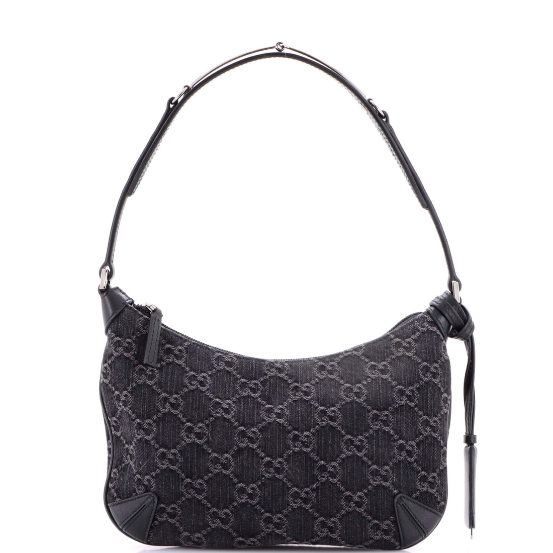 Gucci Horsebit Slim Shoulder Bag GG Denim with Leather: Set against its lineage, this Gucci Horsebit reads as a measured example of the line, built around the working silhouette the line is named for. At 6.5 by 9 by 1 inch, the silhouette reads as compact 