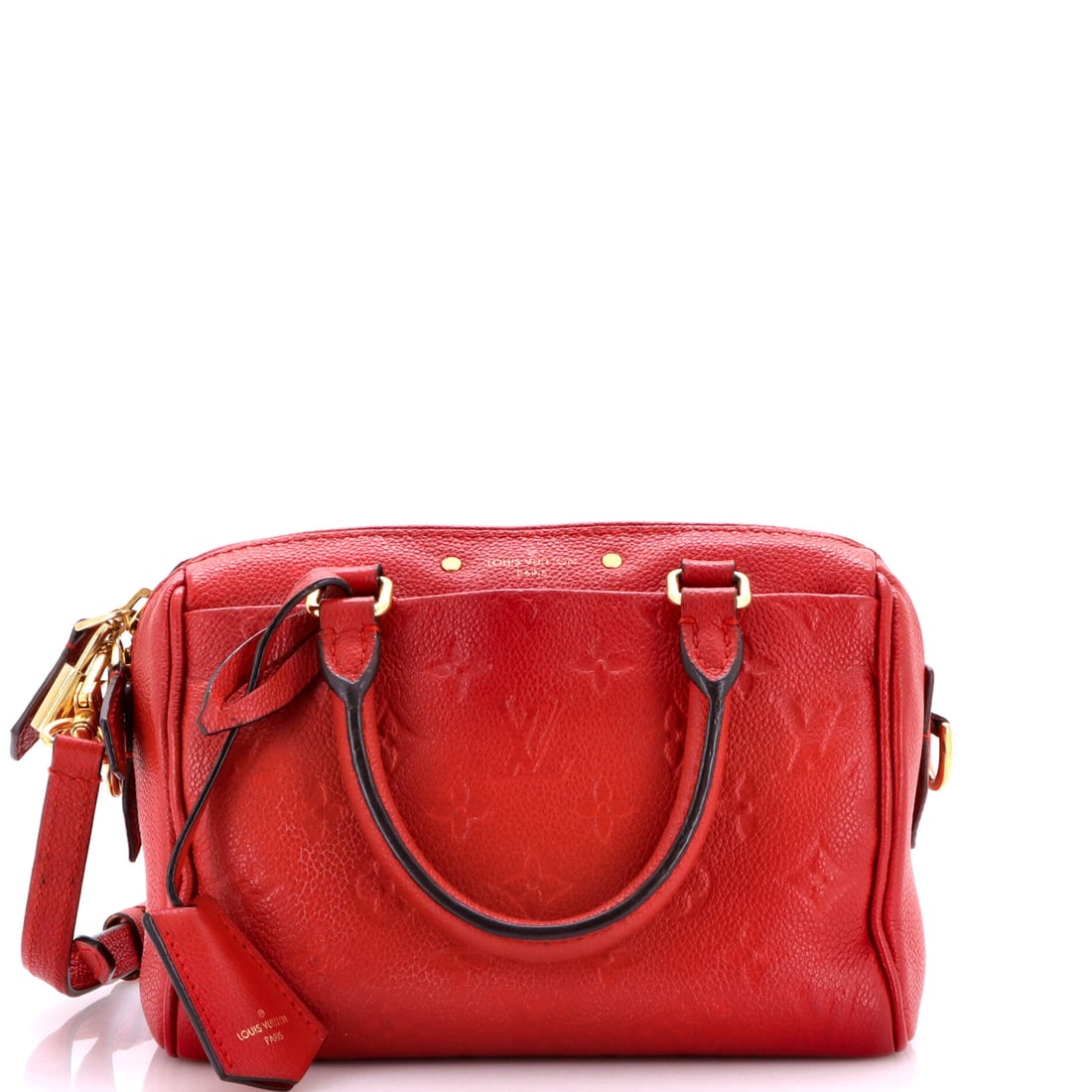 Louis Vuitton Speedy Bandouliere NM Bag Monogram Empreinte Leather: Pieces like this Louis Vuitton Speedy are why the line is considered a baseline: the rolled top handles, the curved silhouette and the front-and-back symmetry that have made it the most copied bag in
