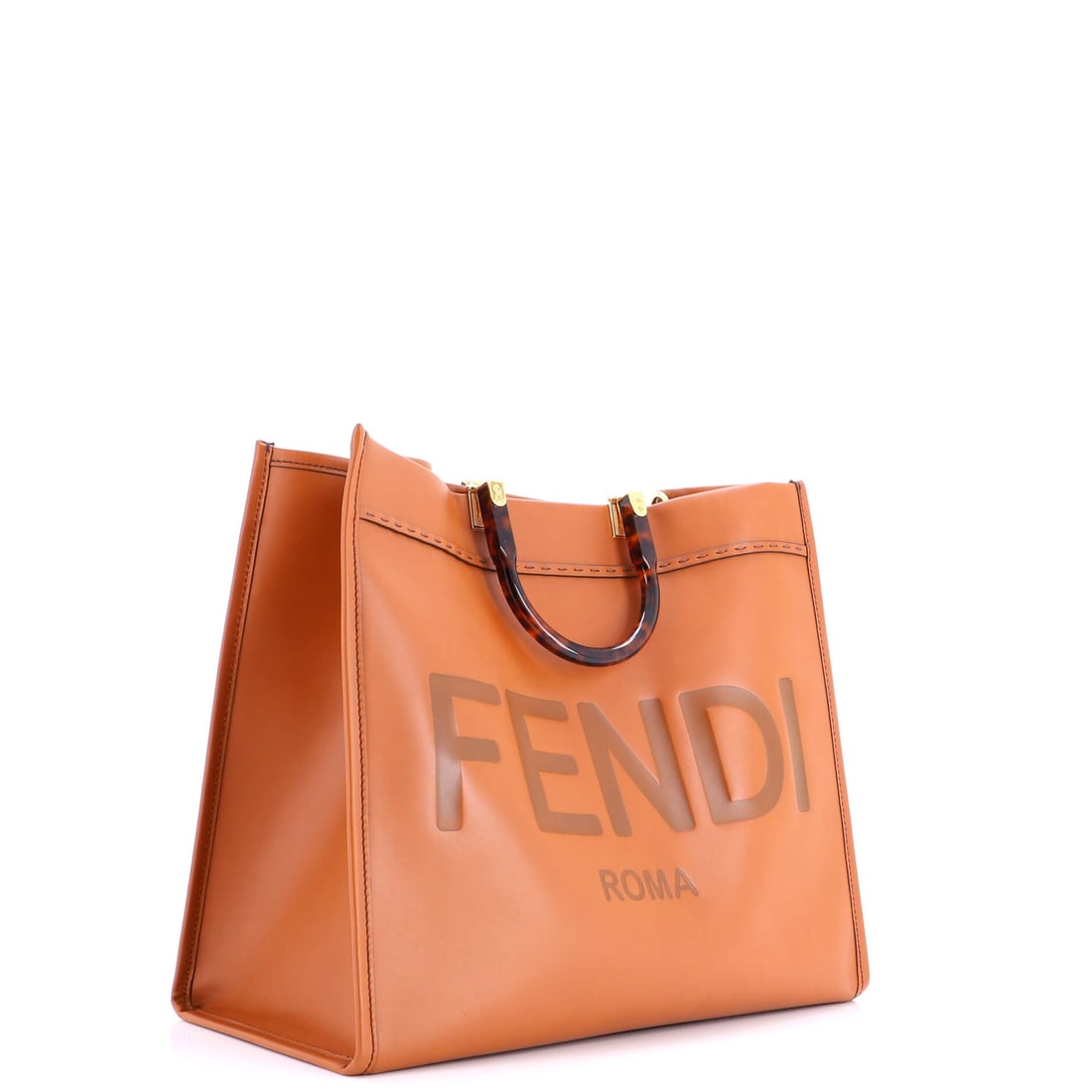Fendi Sunshine Shopper Tote Leather Large: A Fendi Sunshine Shopper Tote in the Large size in leather, built with the kind of architectural that defines a heritage carry. Sized with a 14 by 16 by 8 inch profile, the proportions read confident 