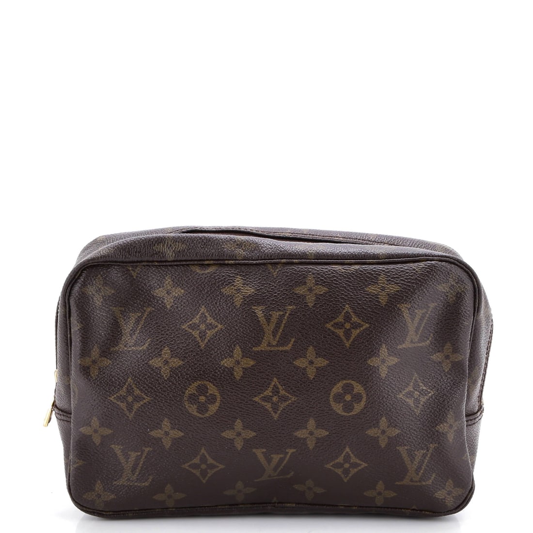 Louis Vuitton Trousse Toiletry Pouch Monogram Canvas 23: From Louis Vuitton, the Trousse Toiletry Pouch carries the easy versatility of a true pouch, equally at home inside a tote or alone on the wrist. The build is in Monogram coated canvas, the house's si