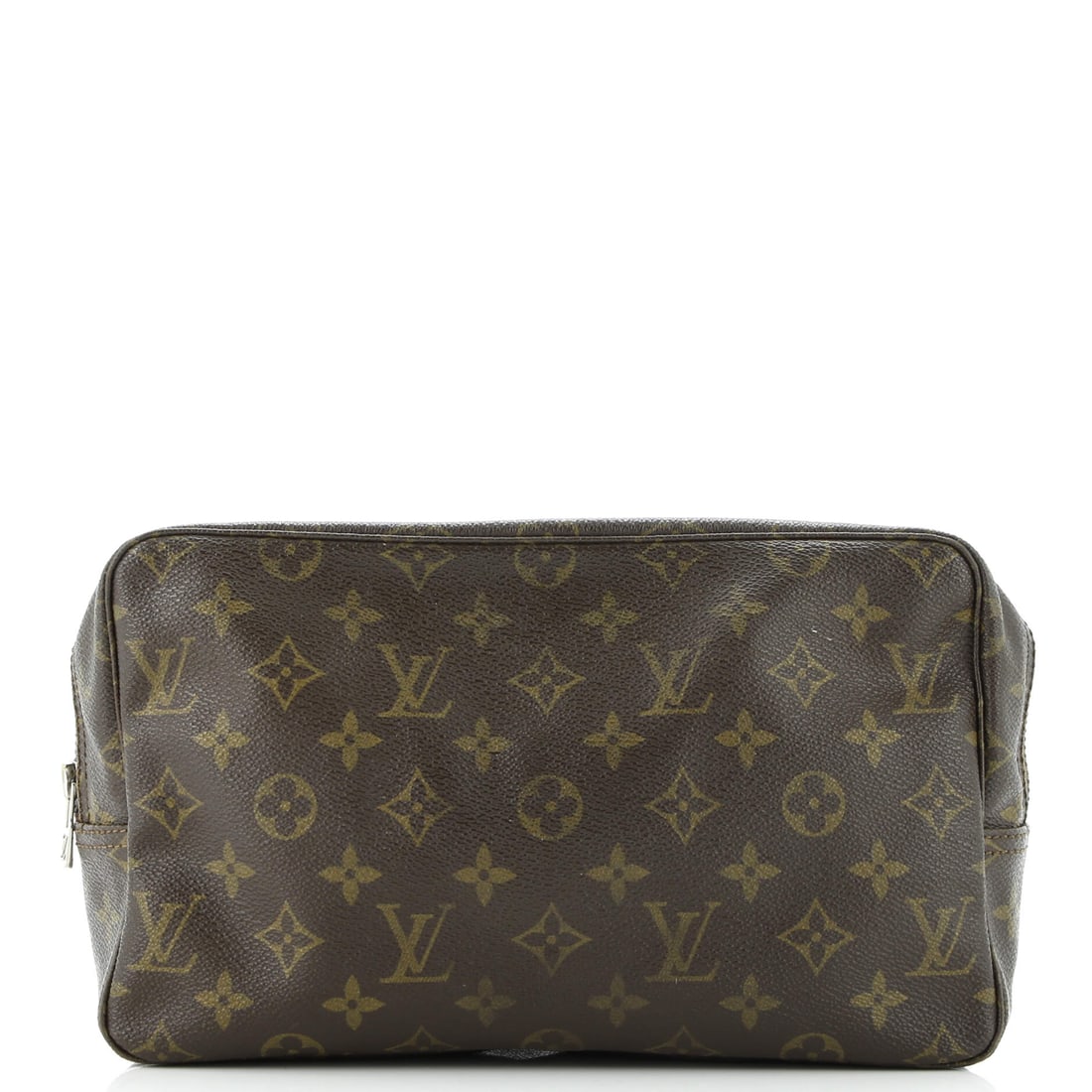 Louis Vuitton Trousse Toiletry Pouch Monogram Canvas 28: Louis Vuitton's Trousse Toiletry Pouch arrives as a soft-hand pouch from the house's leather-goods library, polished enough to read as deliberate at any scale. It is finished in Monogram coated canvas