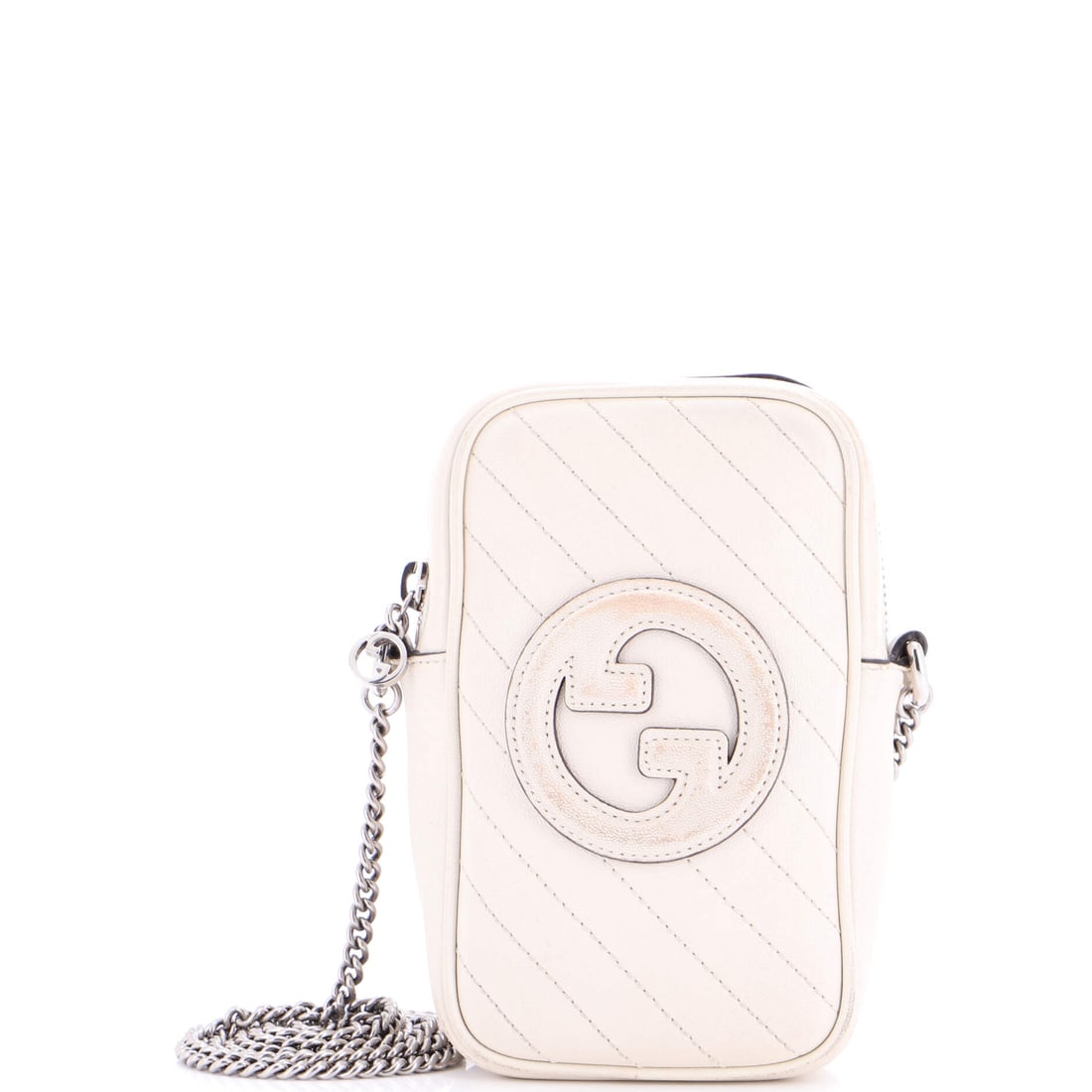 Gucci Blondie NM Crossbody Bag Diagonal Quilted Leather Mini: The Gucci Blondie NM Crossbody Bag carries a stance the maison has refined across many iterations into something instantly recognizable. It is constructed in Diagonal Quilted Leather, with the kind of