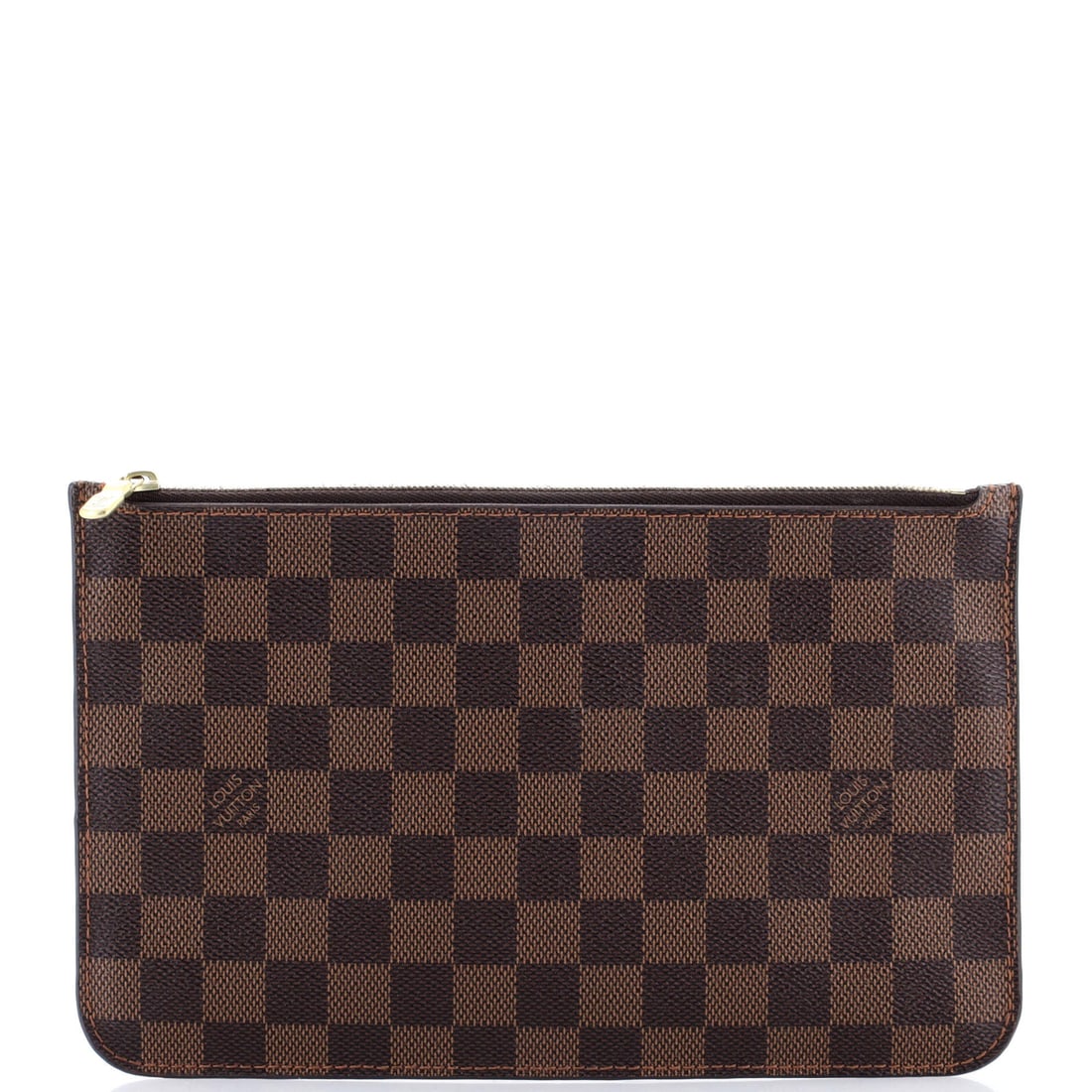 Louis Vuitton Neverfull Pochette Damier Large: The Neverfull Pochette from Louis Vuitton sits in the maison's pouch language with the finish-work the house applies to its larger handbags. It carries the unmistakable hand of the Damier coated canva