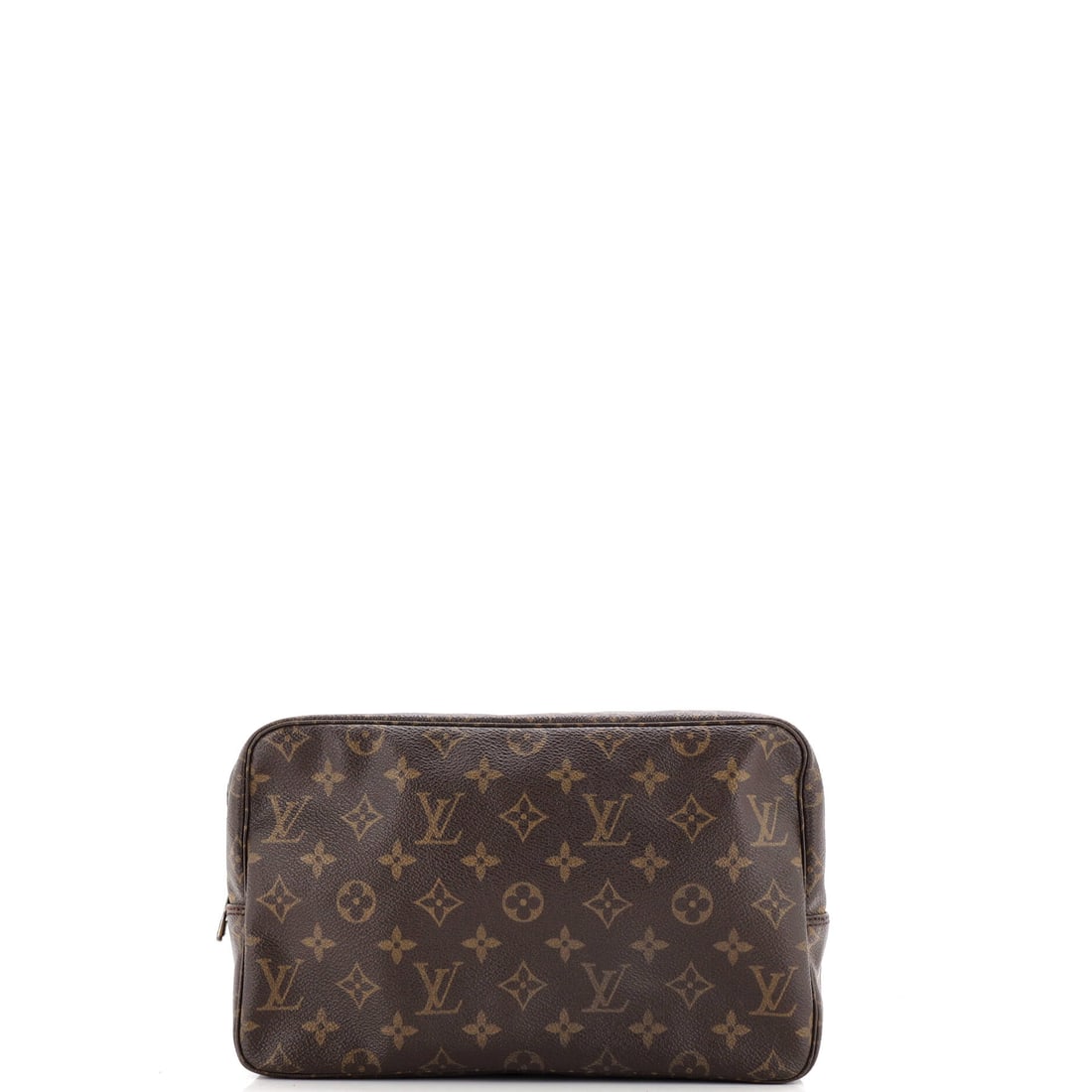 Louis Vuitton Trousse Toiletry Pouch Monogram Canvas 28: Louis Vuitton's Trousse Toiletry Pouch is a small-scale carry done at full atelier discipline, with hardware and edge-paint to match. Construction sits in Monogram coated canvas, the house's signature