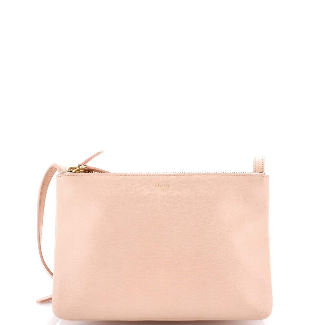 Celine Trio Crossbody Bag Leather Small: Celine built the Trio Crossbody Bag as a piece that holds its own in a wardrobe rather than competing with it. Worked in Leather, the surface carries a measured, well-bred polish. Measured at 6 inches