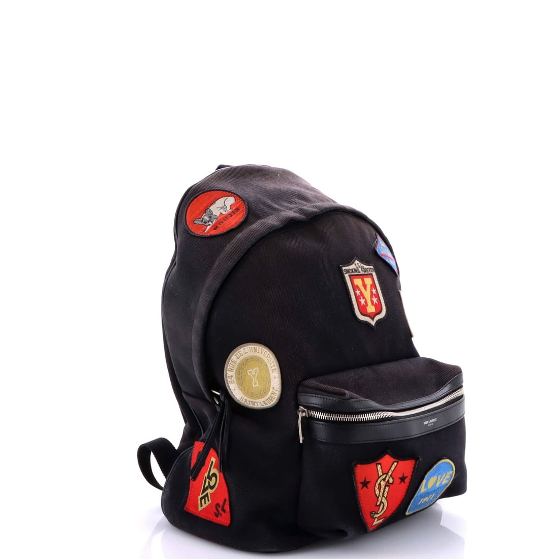 Saint Laurent City Backpack Patch Embellished Canvas Medium - 2