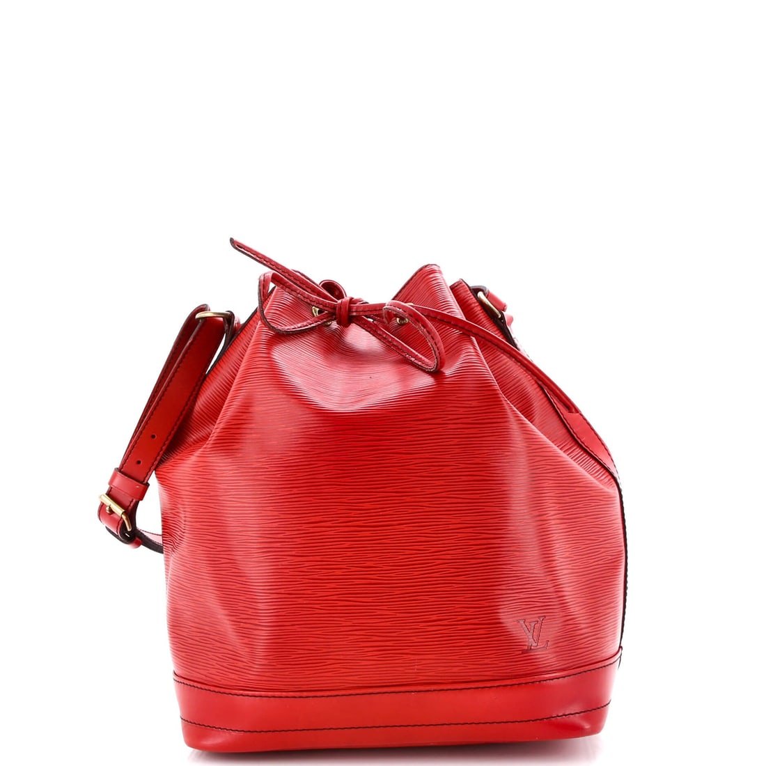 Louis Vuitton Noe Handbag Epi Leather Large: The Noe Handbag sits in Louis Vuitton's most quietly confident silhouette family, where line and weight do the talking. It is finished in Epi leather, Vuitton's textured grained calfskin developed in 