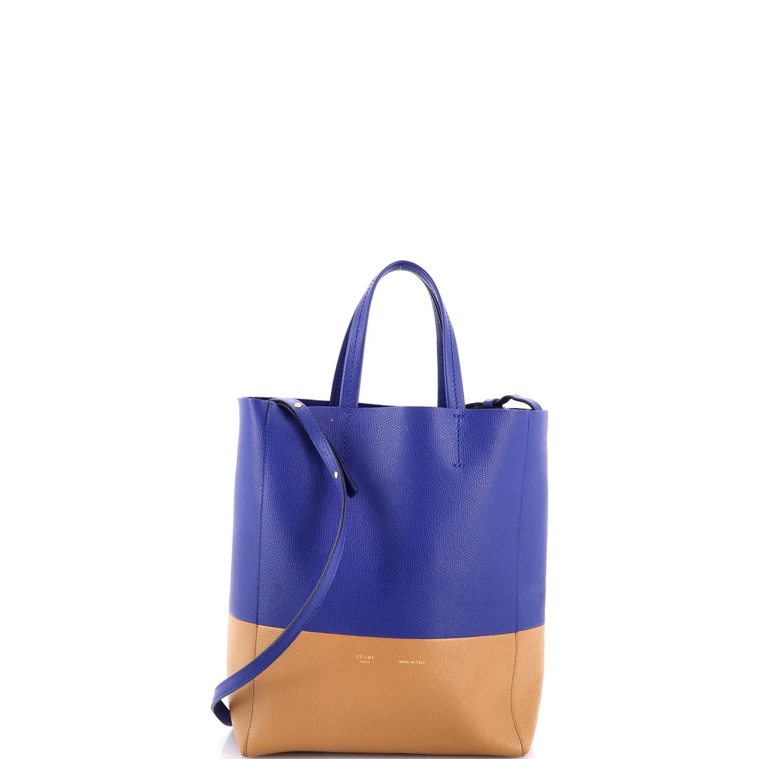 Celine Vertical Bi-Cabas Tote Grained Calfskin Small: A Celine Vertical Bi-Cabas Tote in this configuration carries the proportions that have made the model a steady fixture in collector rotations. Built in Grained Calfskin, the silhouette reads as
