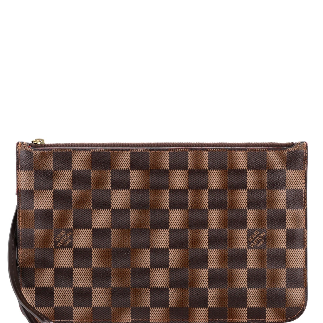 Louis Vuitton Neverfull Pochette Damier Large: Louis Vuitton built the Neverfull Pochette as the kind of compact carry that travels well, looks intentional on its own, and earns its place in rotation. Surface and finish come from the Damier coated