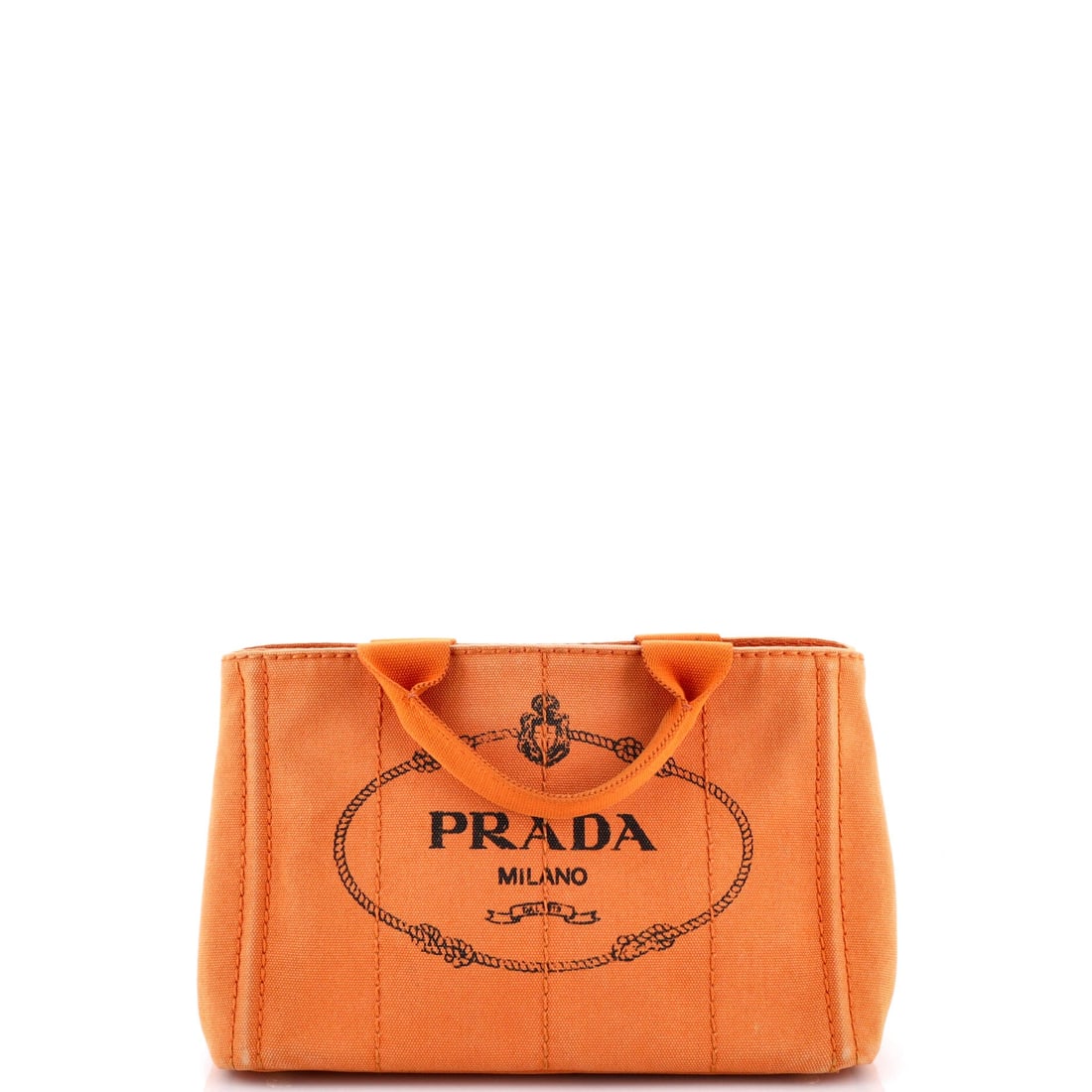 Prada Canapa Convertible Tote Canvas Mini: The Canapa Convertible Tote is one of Prada's most translatable silhouettes, a piece that adjusts to its wearer rather than the other way around. It is constructed in Canvas, with the kind of consider