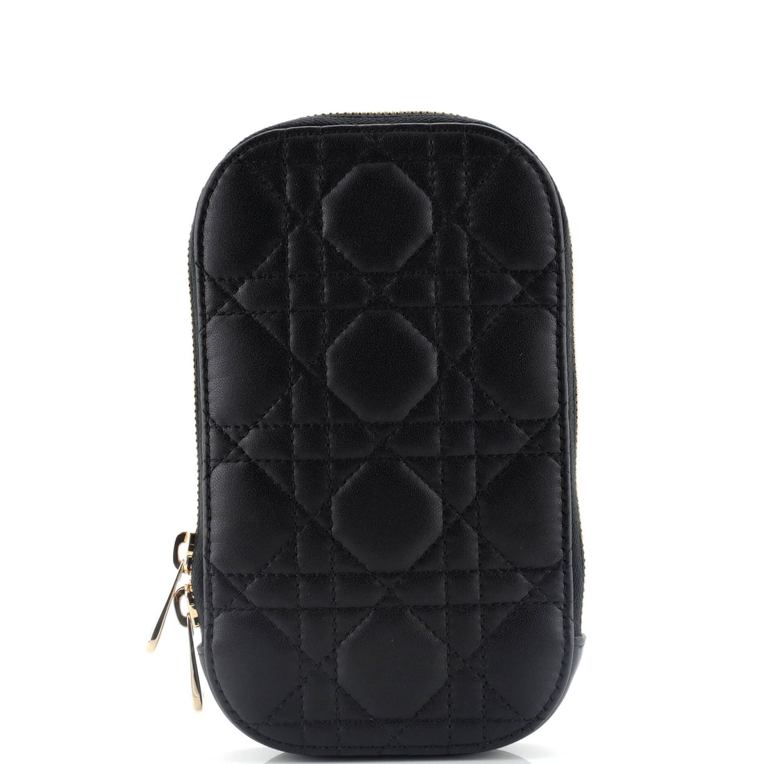 Christian Dior Lady Dior Phone Holder on Chain Cannage Quilt Lambskin: This Christian Dior Lady Dior Phone Holder on Chain arrives through Maison de Beaubigonne's trade channel with the silhouette the house treats as a fixture in its core lineup. It is finished in lambsk