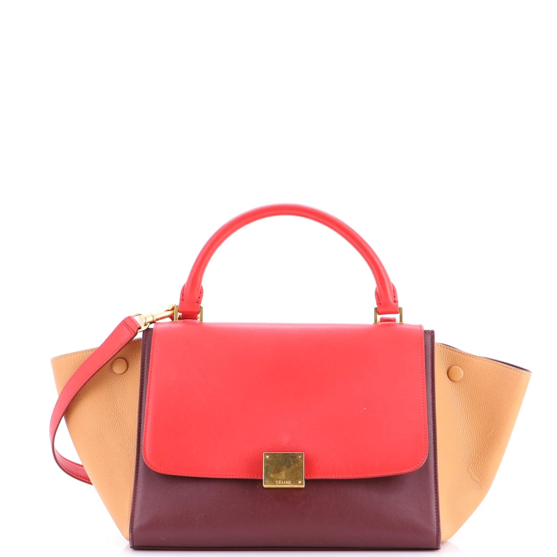Celine Bicolor Trapeze Bag Leather Small: Celine's Bicolor Trapeze Bag steps in with the considered architecture the maison saves for its most carried house bags. The build sits in Leather, finished to the standard that defines the maison's l