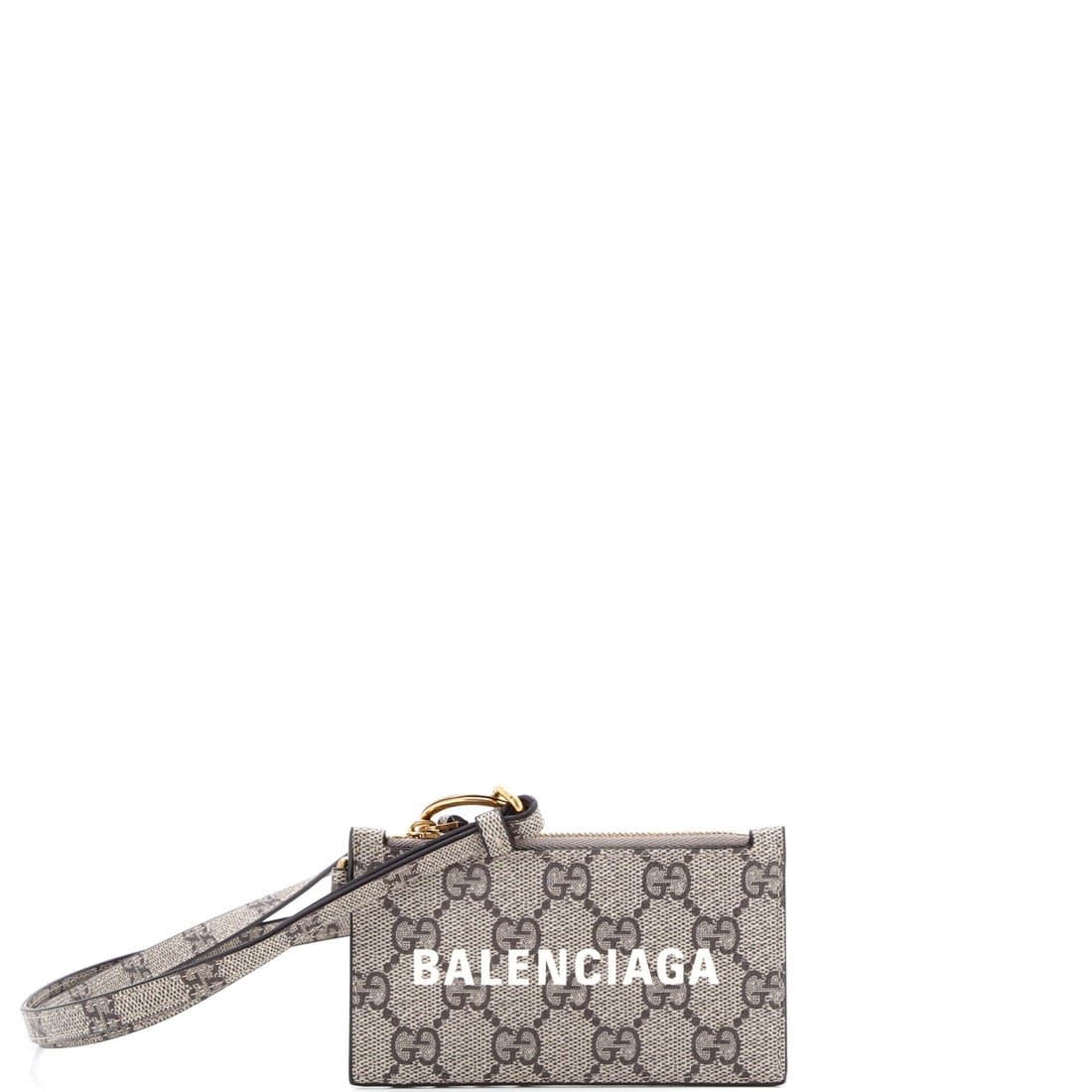 Gucci x Balenciaga The Hacker Project Zip Card Case with Strap GG Coated Canvas: Gucci's x Balenciaga The Hacker Project Zip Card Case with Strap reads as a study in compact discipline, where finish, hardware, and edge work all carry their full weight. Built in GG Coated Canvas, t