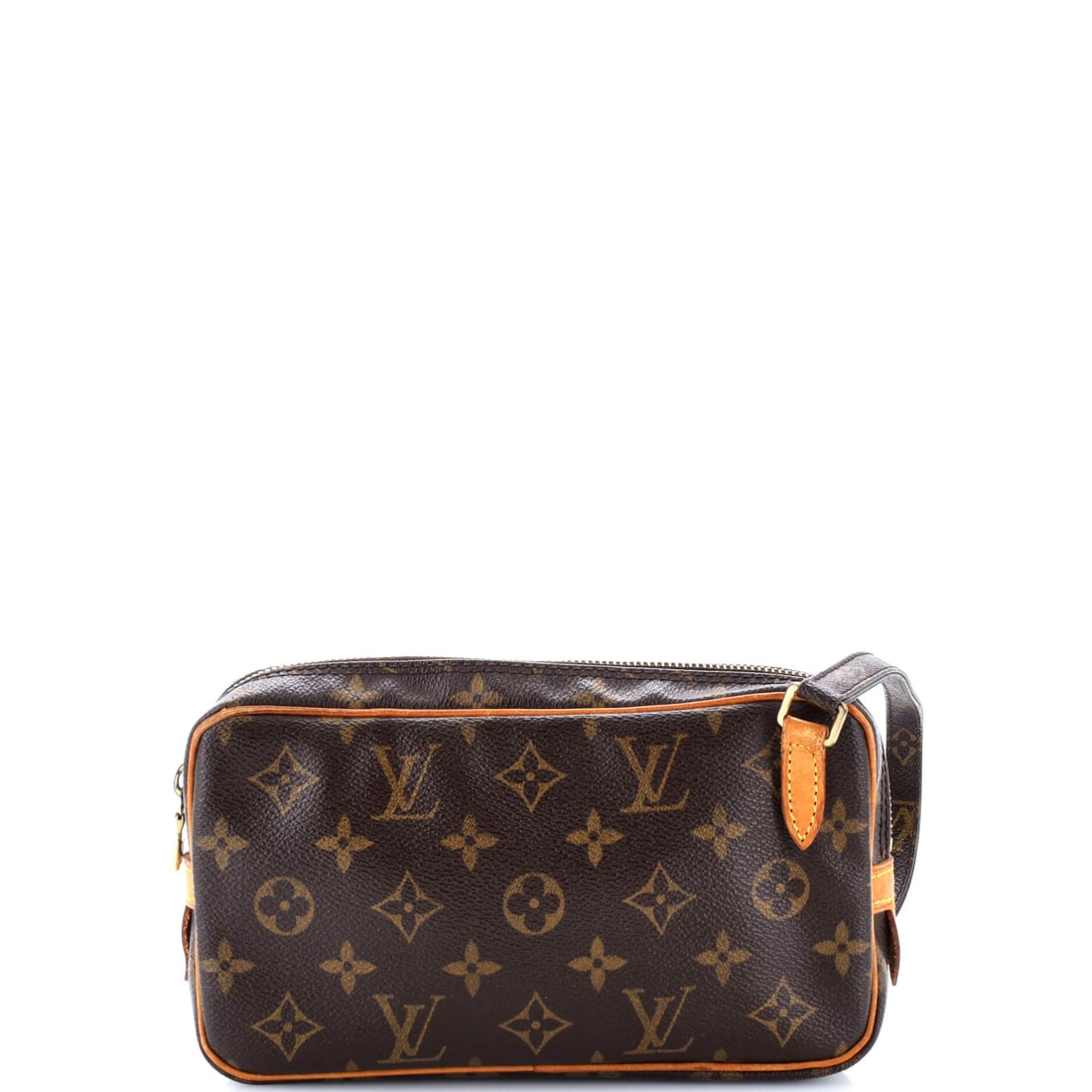 Louis Vuitton Pochette Marly Bandouliere Bag Monogram Canvas: Louis Vuitton built the Pochette Marly Bandouliere Bag as a piece that holds its own in a wardrobe rather than competing with it. The build is in Monogram coated canvas, the house's signature LV-print