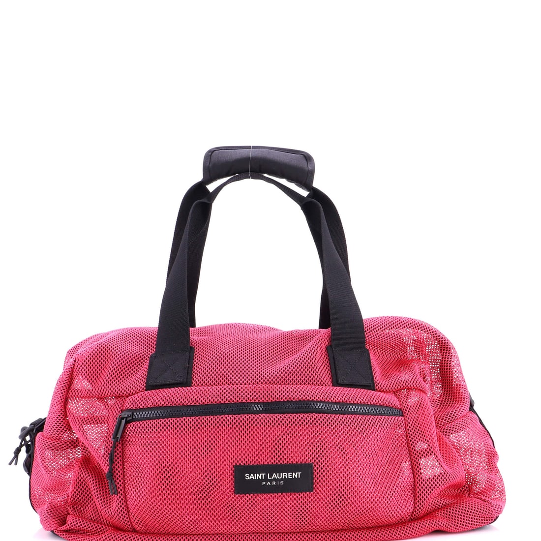 Saint Laurent Front Pocket Convertible Duffle Nylon Mesh: Saint Laurent's Front Pocket Convertible Duffle steps in with the considered architecture the maison saves for its most carried house bags. The make is in Nylon Mesh, a choice that gives the piece its