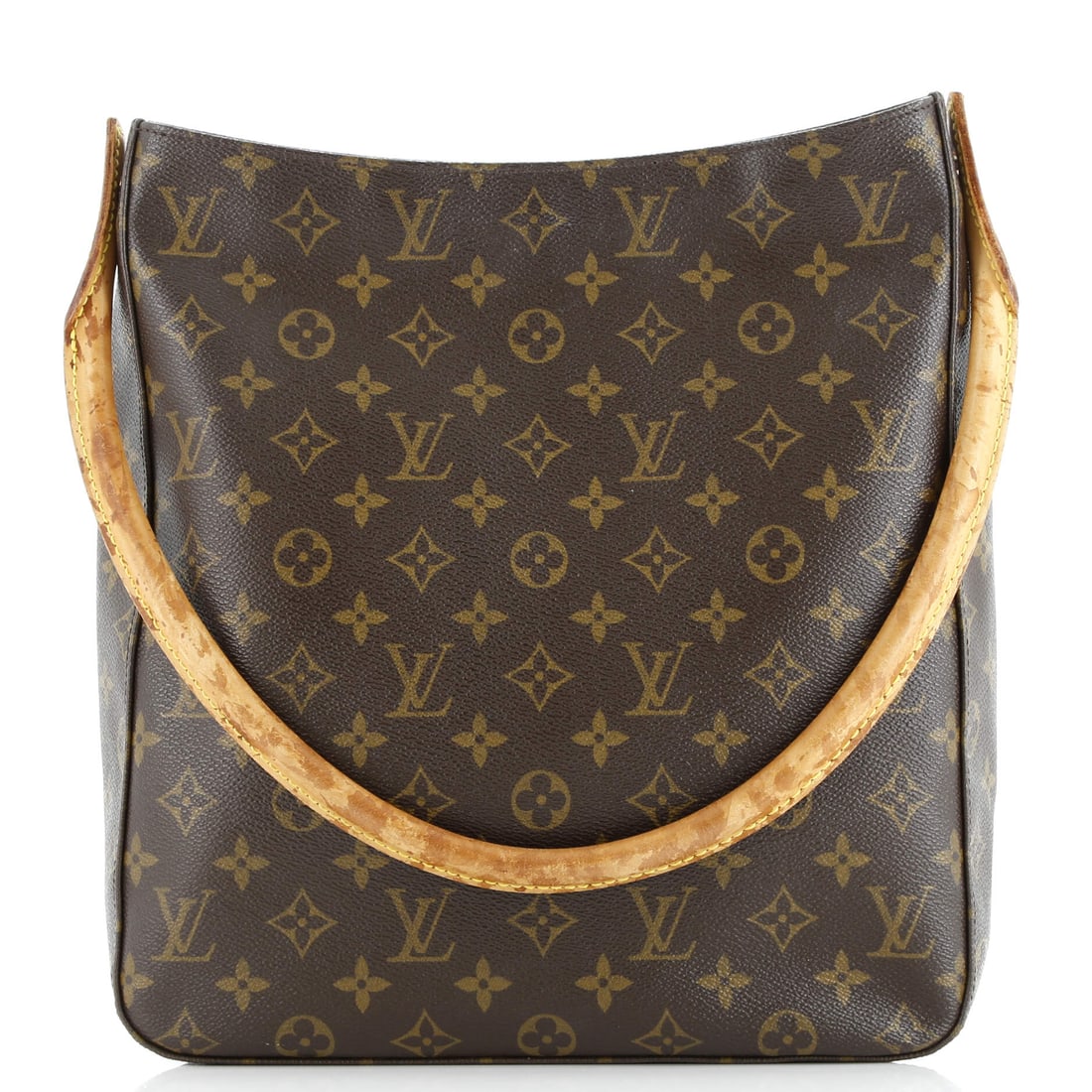 Louis Vuitton Looping Handbag Monogram Canvas MM: Louis Vuitton's Looping Handbag steps in with the considered architecture the maison saves for its most carried house bags. It is finished in Monogram coated canvas, the house's signature LV-print can