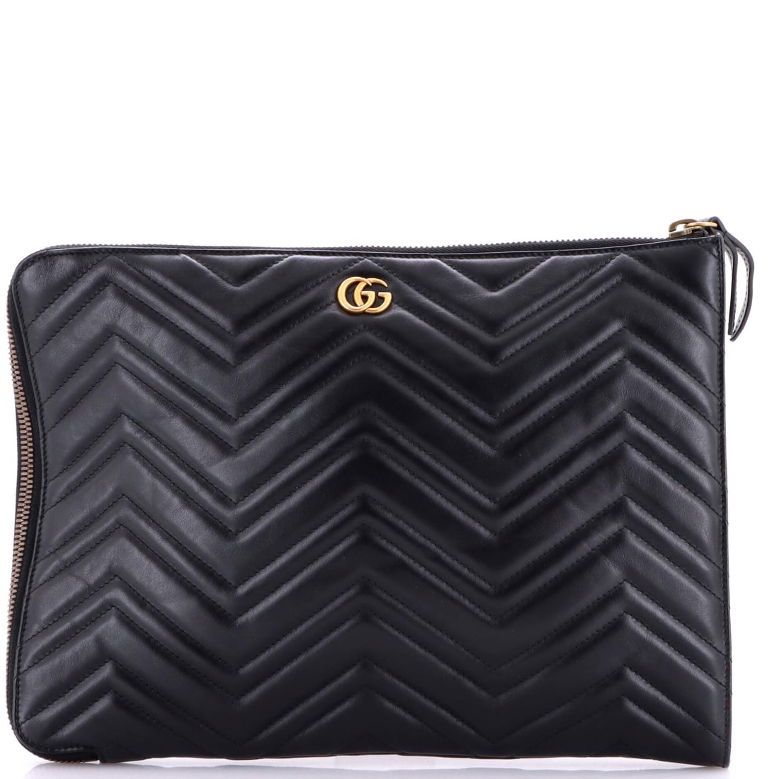 Gucci GG Marmont Portfolio Clutch Matelasse Leather: Within Gucci's catalog, the GG Marmont Portfolio Clutch occupies the territory between everyday tote and editorial carry. The leatherwork is in matelasse, the quilted padded stitching technique, the k