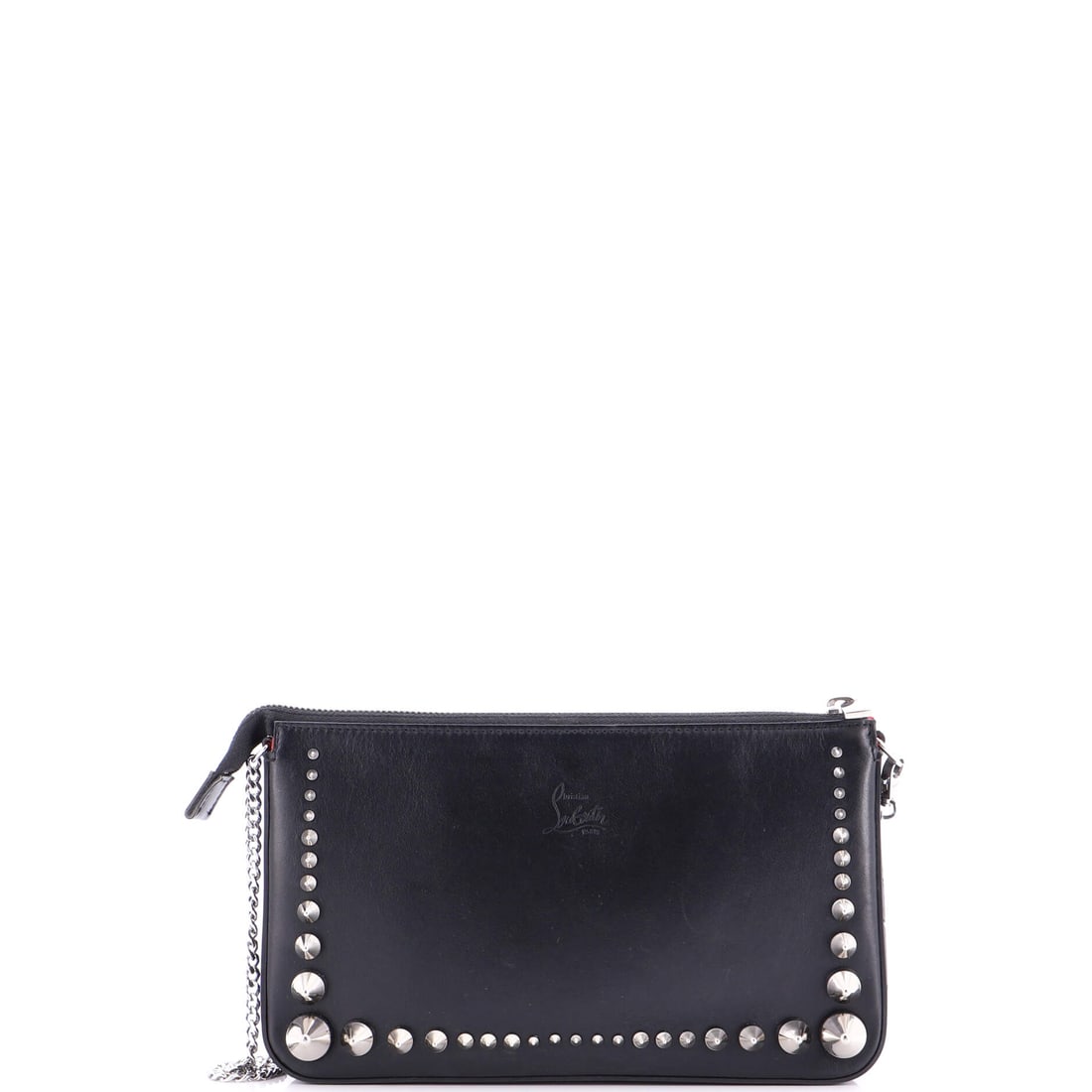 Christian Louboutin Loubila Chain Clutch Spiked Leather: The Loubila Chain Clutch from Christian Louboutin reads as a thoughtful piece of bag-making, with construction that prioritizes posture and proportion over noise. Worked in Spiked Leather, the surface