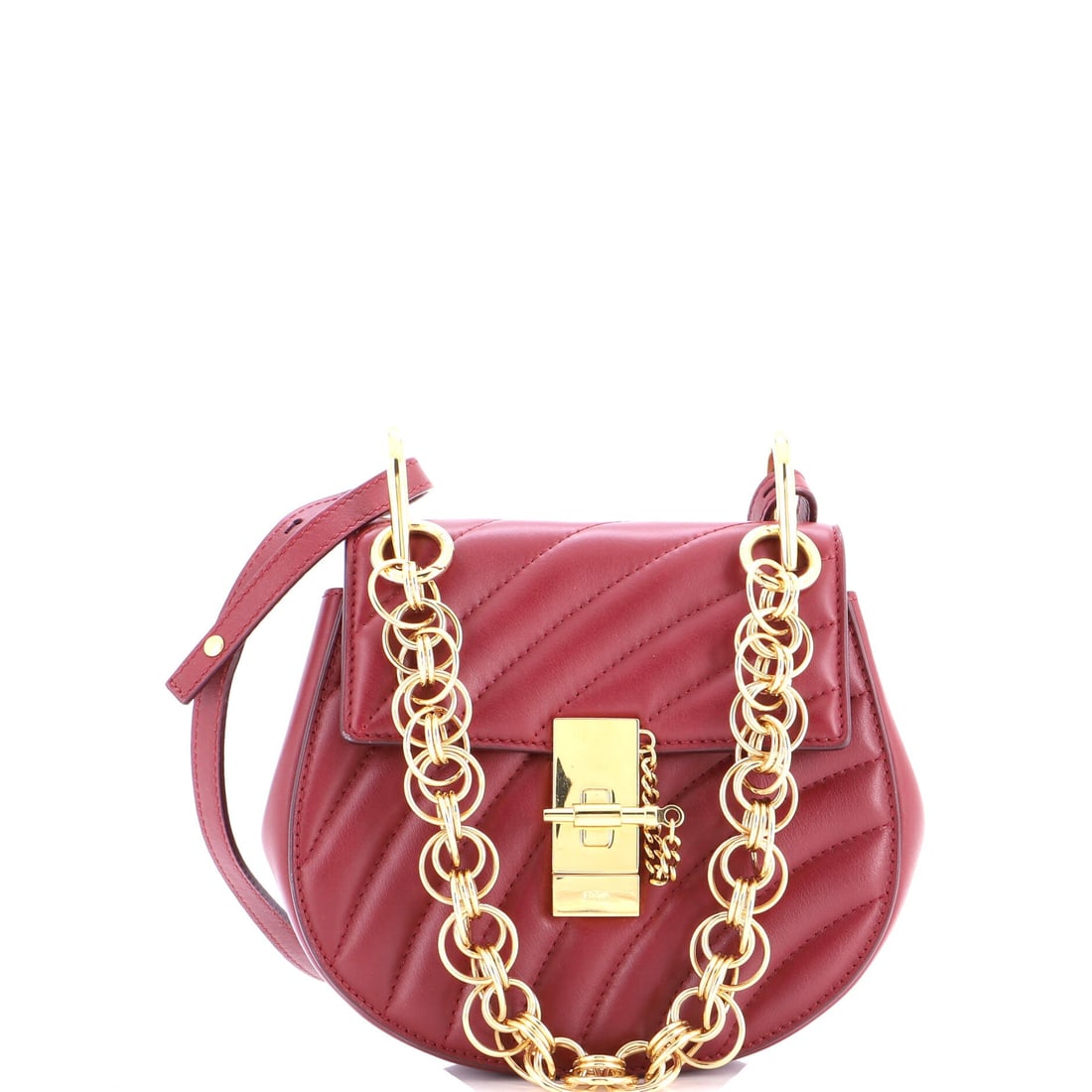 Chloe Drew Bijou Crossbody Bag Quilted Leather Small: Chloe built the Drew Bijou Crossbody Bag as a piece that holds its own in a wardrobe rather than competing with it. Worked in Quilted Leather, the surface carries a measured, well-bred polish. Measure