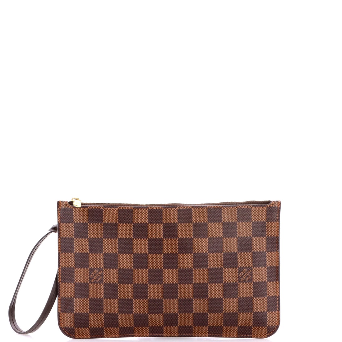 Louis Vuitton Neverfull Pochette Damier Large: The Neverfull Pochette from Louis Vuitton sits in the maison's pouch language with the finish-work the house applies to its larger handbags. It carries the unmistakable hand of the Damier coated canva