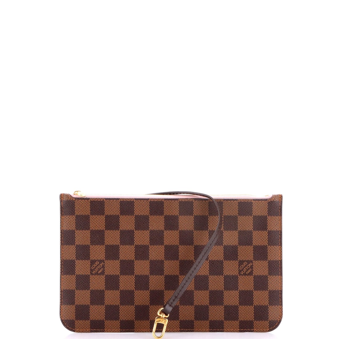Louis Vuitton Neverfull Pochette Damier Large: Louis Vuitton's Neverfull Pochette arrives as a soft-hand pouch from the house's leather-goods library, polished enough to read as deliberate at any scale. It is finished in the Damier coated canvas, 