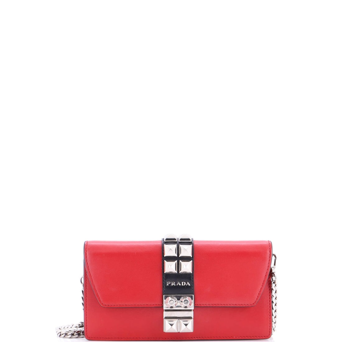 Prada Elektra Wallet on Chain Studded Leather: This Prada Elektra Wallet on Chain arrives through Maison de Beaubigonne's trade channel with the silhouette the house treats as a fixture in its core lineup. The build sits in Studded Leather, finish
