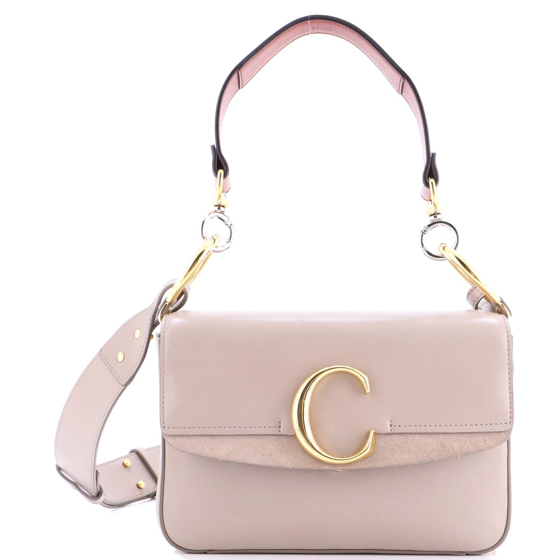 Chloe C Double Carry Bag Leather Small: Chloe's C Double Carry Bag is a study in measured architecture, the kind of carry that telegraphs taste before it ever signals brand. Worked in Leather, the surface carries a measured, well-bred polis